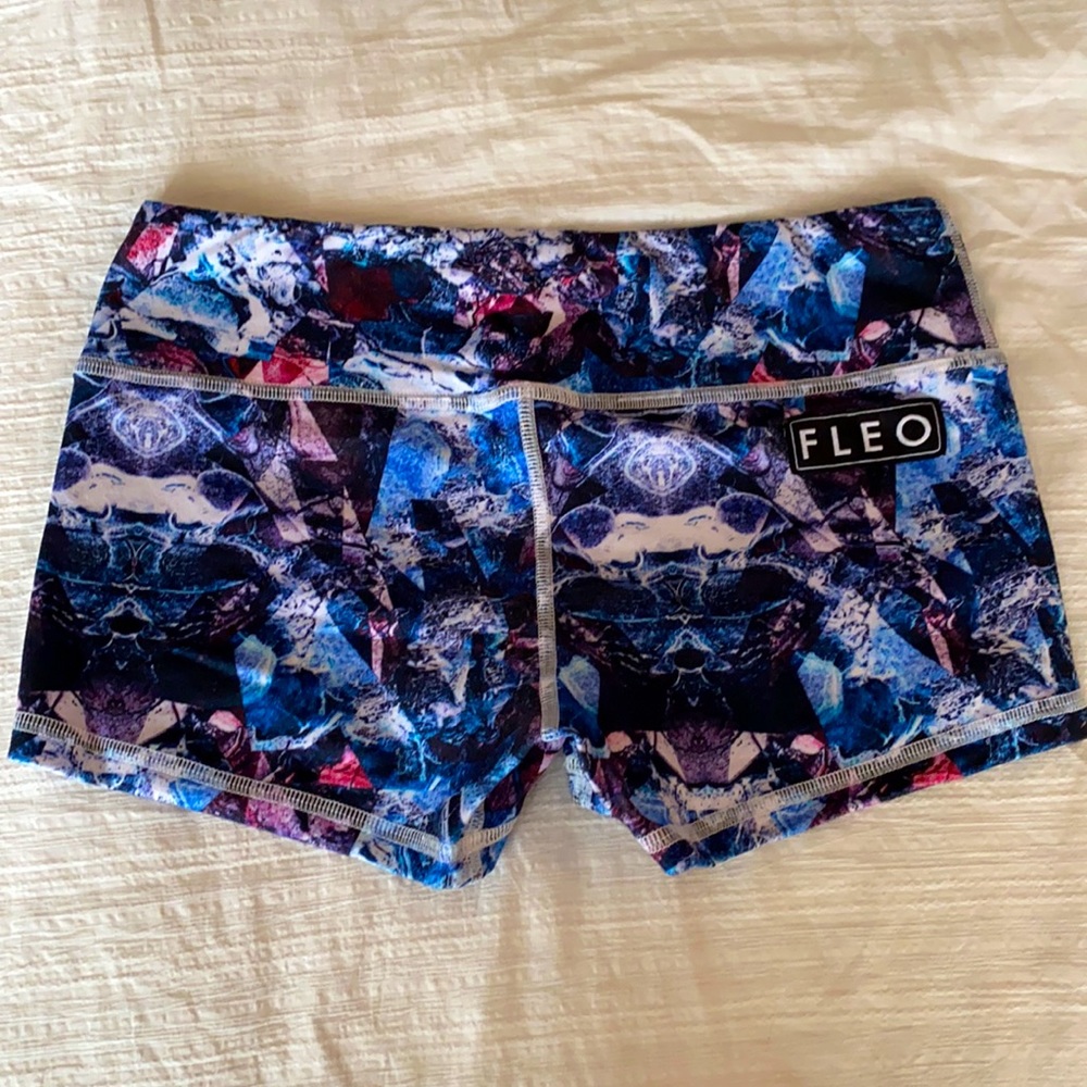 Fleo Women's Athletic Shorts - Blue and Purple Pattern